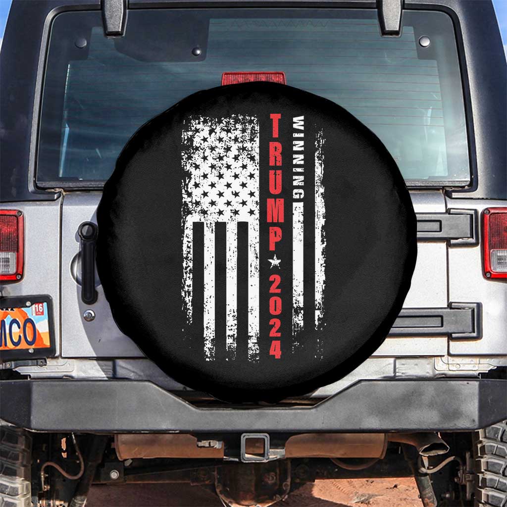 Trump 2024 Spare Tire Cover Winning US President American Flag Patriotic TS09 No hole Black Print Your Wear