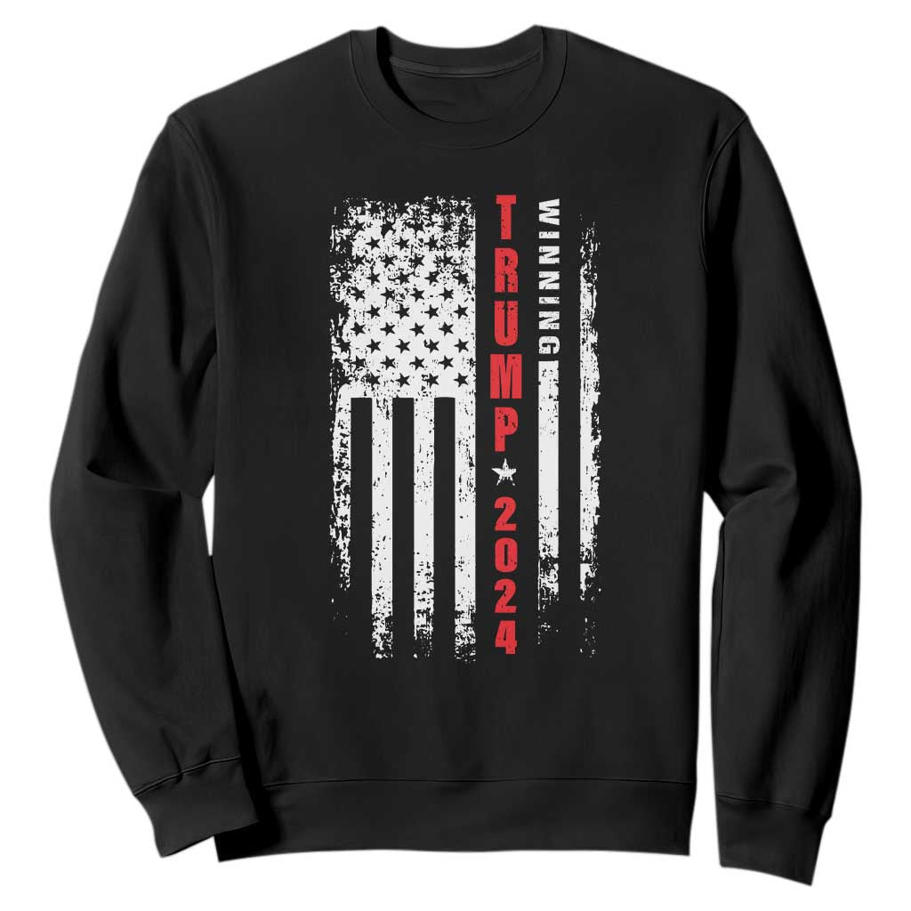 Trump 2024 Sweatshirt Winning US President American Flag Patriotic TS09 Black Print Your Wear