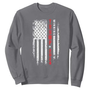 Trump 2024 Sweatshirt Winning US President American Flag Patriotic TS09 Charcoal Print Your Wear