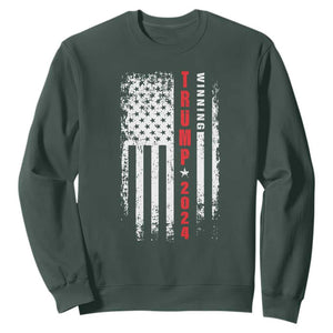 Trump 2024 Sweatshirt Winning US President American Flag Patriotic TS09 Dark Forest Green Print Your Wear