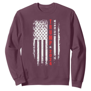 Trump 2024 Sweatshirt Winning US President American Flag Patriotic TS09 Maroon Print Your Wear