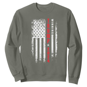 Trump 2024 Sweatshirt Winning US President American Flag Patriotic TS09 Military Green Print Your Wear