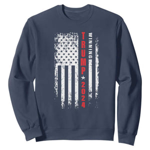 Trump 2024 Sweatshirt Winning US President American Flag Patriotic TS09 Navy Print Your Wear