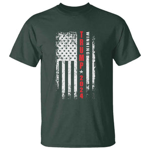 Trump 2024 T Shirt Winning US President American Flag Patriotic TS09 Dark Forest Green Print Your Wear