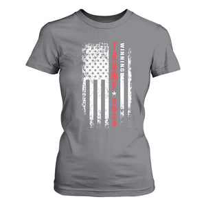 Trump 2024 T Shirt For Women Winning US President American Flag Patriotic TS09 Charcoal Print Your Wear