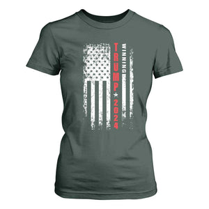 Trump 2024 T Shirt For Women Winning US President American Flag Patriotic TS09 Dark Forest Green Print Your Wear