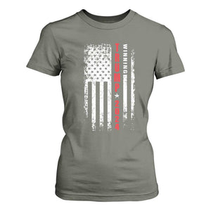 Trump 2024 T Shirt For Women Winning US President American Flag Patriotic TS09 Military Green Print Your Wear