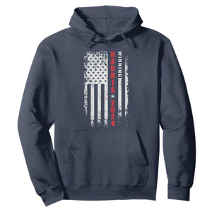 Kamala 2024 Hoodie Harris Winning US President American Flag Patriotic TS09 Navy Print Your Wear