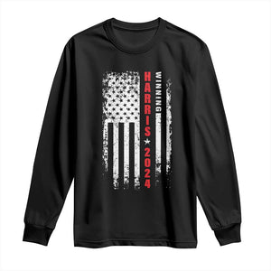 Kamala 2024 Long Sleeve Shirt Harris Winning US President American Flag Patriotic TS09 Black Print Your Wear