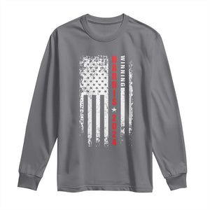 Kamala 2024 Long Sleeve Shirt Harris Winning US President American Flag Patriotic TS09 Charcoal Print Your Wear