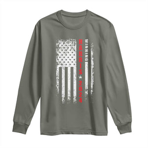 Kamala 2024 Long Sleeve Shirt Harris Winning US President American Flag Patriotic TS09 Military Green Print Your Wear