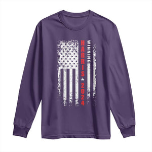 Kamala 2024 Long Sleeve Shirt Harris Winning US President American Flag Patriotic TS09 Purple Print Your Wear