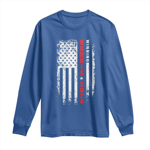 Kamala 2024 Long Sleeve Shirt Harris Winning US President American Flag Patriotic TS09 Royal Blue Print Your Wear