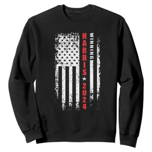 Kamala 2024 Sweatshirt Harris Winning US President American Flag Patriotic TS09 Black Print Your Wear