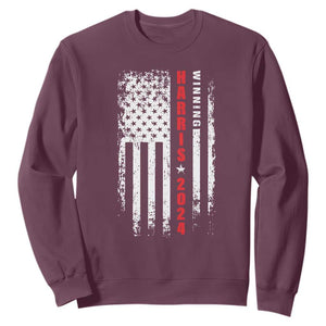 Kamala 2024 Sweatshirt Harris Winning US President American Flag Patriotic TS09 Maroon Print Your Wear