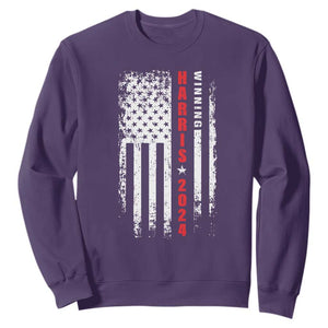 Kamala 2024 Sweatshirt Harris Winning US President American Flag Patriotic TS09 Purple Print Your Wear