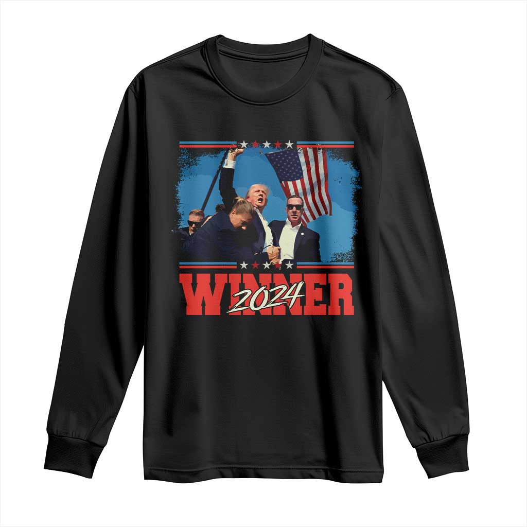 Trump 2024 Long Sleeve Shirt Winner US President American Patriotic TS09 Black Print Your Wear