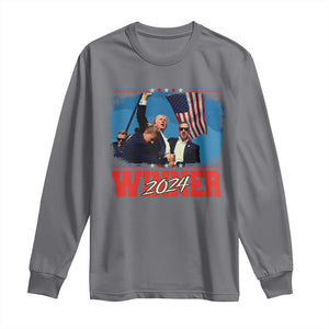 Trump 2024 Long Sleeve Shirt Winner US President American Patriotic TS09 Charcoal Print Your Wear