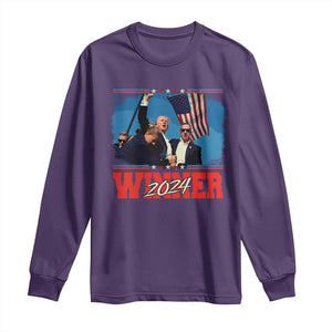 Trump 2024 Long Sleeve Shirt Winner US President American Patriotic TS09 Purple Print Your Wear