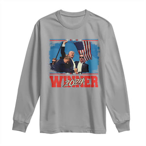 Trump 2024 Long Sleeve Shirt Winner US President American Patriotic TS09 Sport Gray Print Your Wear