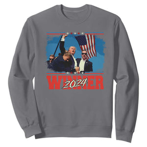 Trump 2024 Sweatshirt Winner US President American Patriotic TS09 Charcoal Print Your Wear