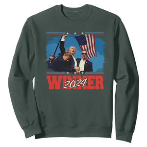 Trump 2024 Sweatshirt Winner US President American Patriotic TS09 Dark Forest Green Print Your Wear