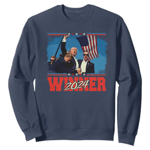 Trump 2024 Sweatshirt Winner US President American Patriotic TS09 Navy Print Your Wear