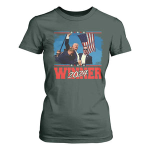 Trump 2024 T Shirt For Women Winner US President American Patriotic TS09 Dark Forest Green Print Your Wear