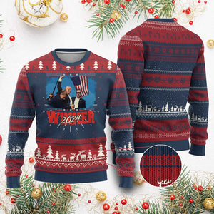 Trump 2024 Ugly Christmas Sweater Winner US President American Patriotic TS09 Burgundy Print Your Wear