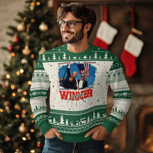 Trump 2024 Ugly Christmas Sweater Winner US President American Patriotic TS09 Green Print Your Wear