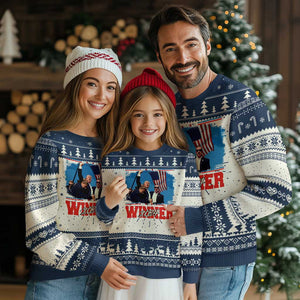 Trump 2024 Ugly Christmas Sweater Winner US President American Patriotic TS09 Navy Print Your Wear