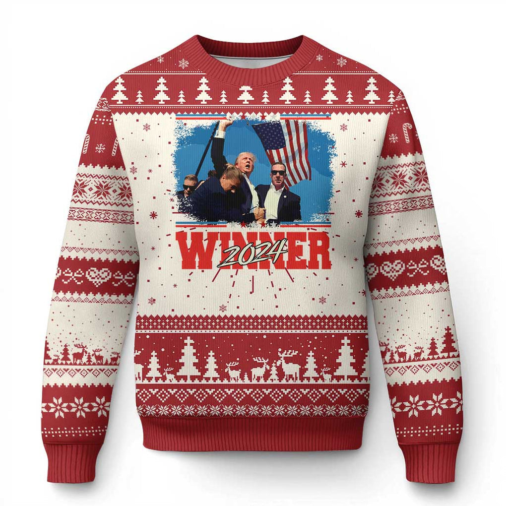 Trump 2024 Ugly Christmas Sweater Winner US President American Patriotic TS09 Red Print Your Wear