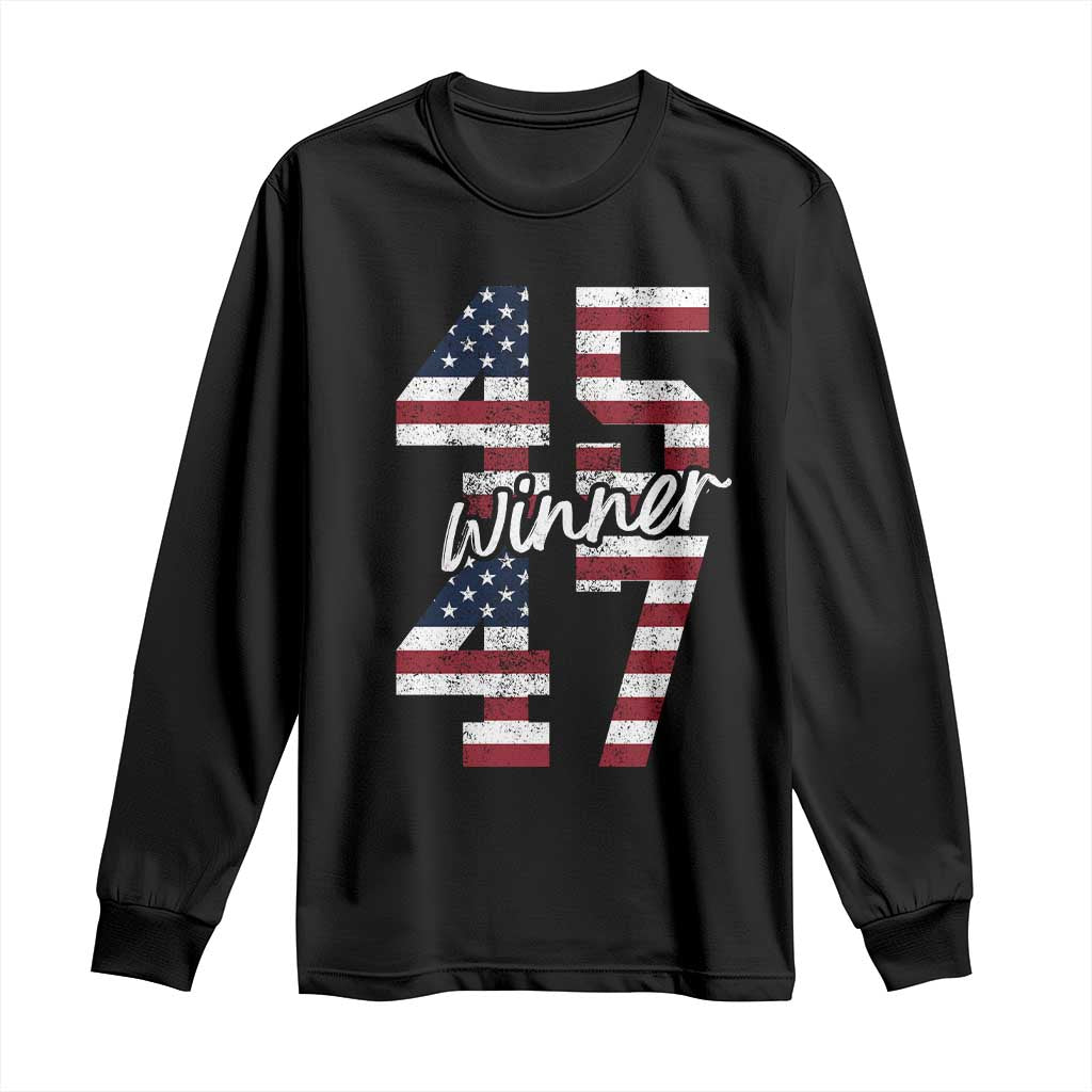 Trump 2024 Long Sleeve Shirt Winner 45 47 US President American Patriotic TS09 Black Print Your Wear