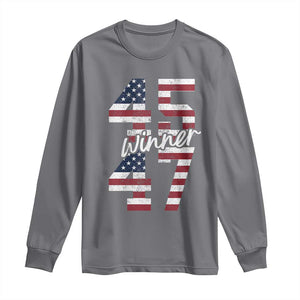 Trump 2024 Long Sleeve Shirt Winner 45 47 US President American Patriotic TS09 Charcoal Print Your Wear