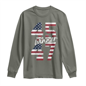 Trump 2024 Long Sleeve Shirt Winner 45 47 US President American Patriotic TS09 Military Green Print Your Wear