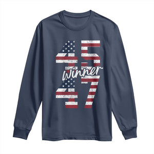 Trump 2024 Long Sleeve Shirt Winner 45 47 US President American Patriotic TS09 Navy Print Your Wear