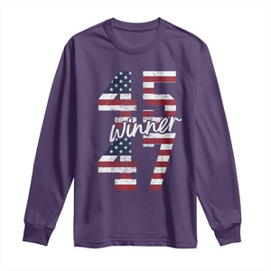 Trump 2024 Long Sleeve Shirt Winner 45 47 US President American Patriotic TS09 Purple Print Your Wear