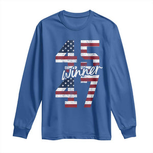 Trump 2024 Long Sleeve Shirt Winner 45 47 US President American Patriotic TS09 Royal Blue Print Your Wear