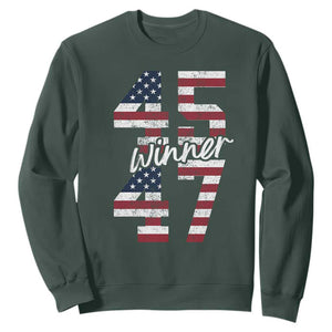 Trump 2024 Sweatshirt Winner 45 47 US President American Patriotic TS09 Dark Forest Green Print Your Wear