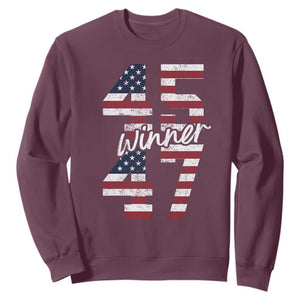 Trump 2024 Sweatshirt Winner 45 47 US President American Patriotic TS09 Maroon Print Your Wear