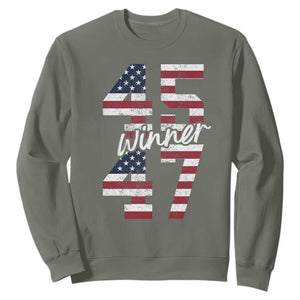 Trump 2024 Sweatshirt Winner 45 47 US President American Patriotic TS09 Military Green Print Your Wear