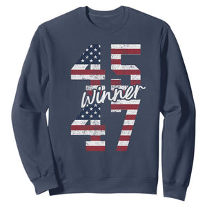 Trump 2024 Sweatshirt Winner 45 47 US President American Patriotic TS09 Navy Print Your Wear