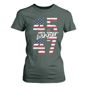 Trump 2024 T Shirt For Women Winner 45 47 US President American Patriotic TS09 Dark Forest Green Print Your Wear