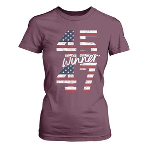 Trump 2024 T Shirt For Women Winner 45 47 US President American Patriotic TS09 Maroon Print Your Wear