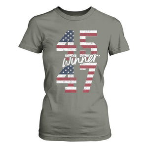 Trump 2024 T Shirt For Women Winner 45 47 US President American Patriotic TS09 Military Green Print Your Wear