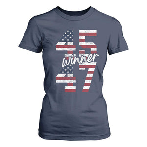 Trump 2024 T Shirt For Women Winner 45 47 US President American Patriotic TS09 Navy Print Your Wear