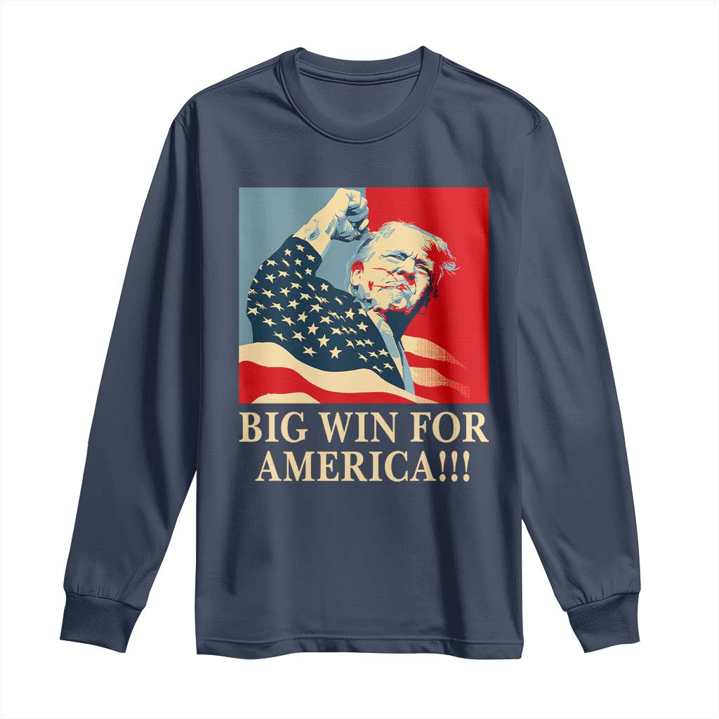Trump Won 2024 Long Sleeve Shirt Big Win For America TS09 Navy Print Your Wear