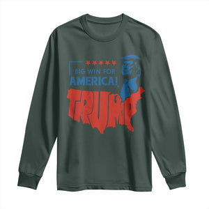 Trump Won 2024 Long Sleeve Shirt Big Win For America Patriotic TS09 Dark Forest Green Print Your Wear