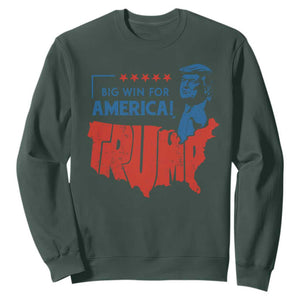 Trump Won 2024 Sweatshirt Big Win For America Patriotic TS09 Dark Forest Green Print Your Wear