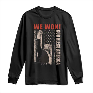 Trump 2024 Long Sleeve Shirt We Won God Bless America TS09 Black Print Your Wear